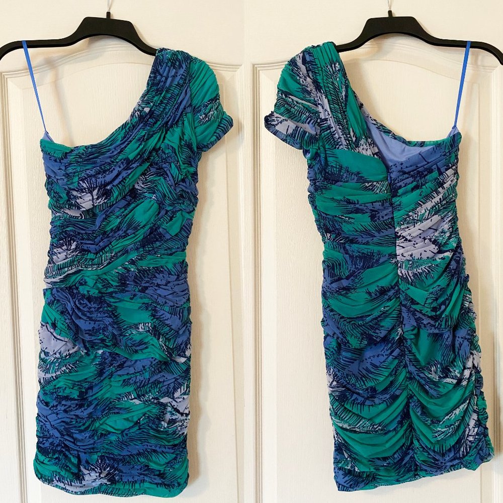 NWT – BCBG Mia Print One-Shoulder Dress – Size S - Picture 2 of 5